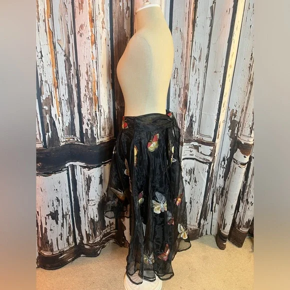 a'gaci Black Butterfly Midi Skirt - Picture 4 of 7